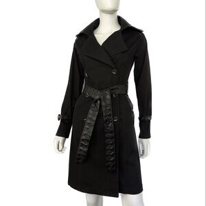 NEW WOMEN’S TRENCH COAT‎ BELTED COLLARED JACKET IN BLACK
